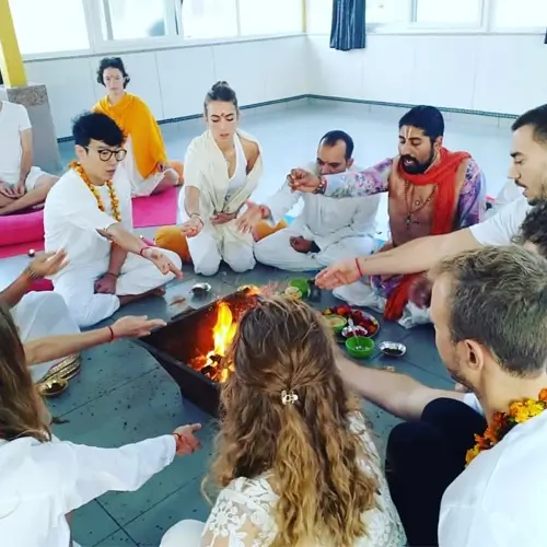 course opening ceremony at 7 chakras yoga school